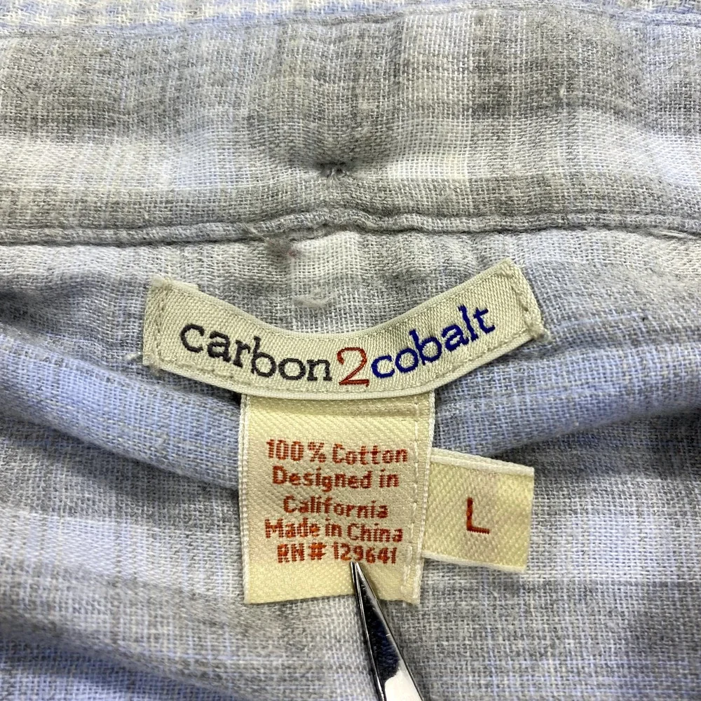 VINTAGE Carbon 2 Cobalt Shirt Mens Large Blue Casual Button Up Adult - Picture 9 of 9